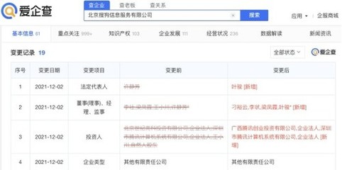 爱企查显示:王小川退出搜狗公司股东